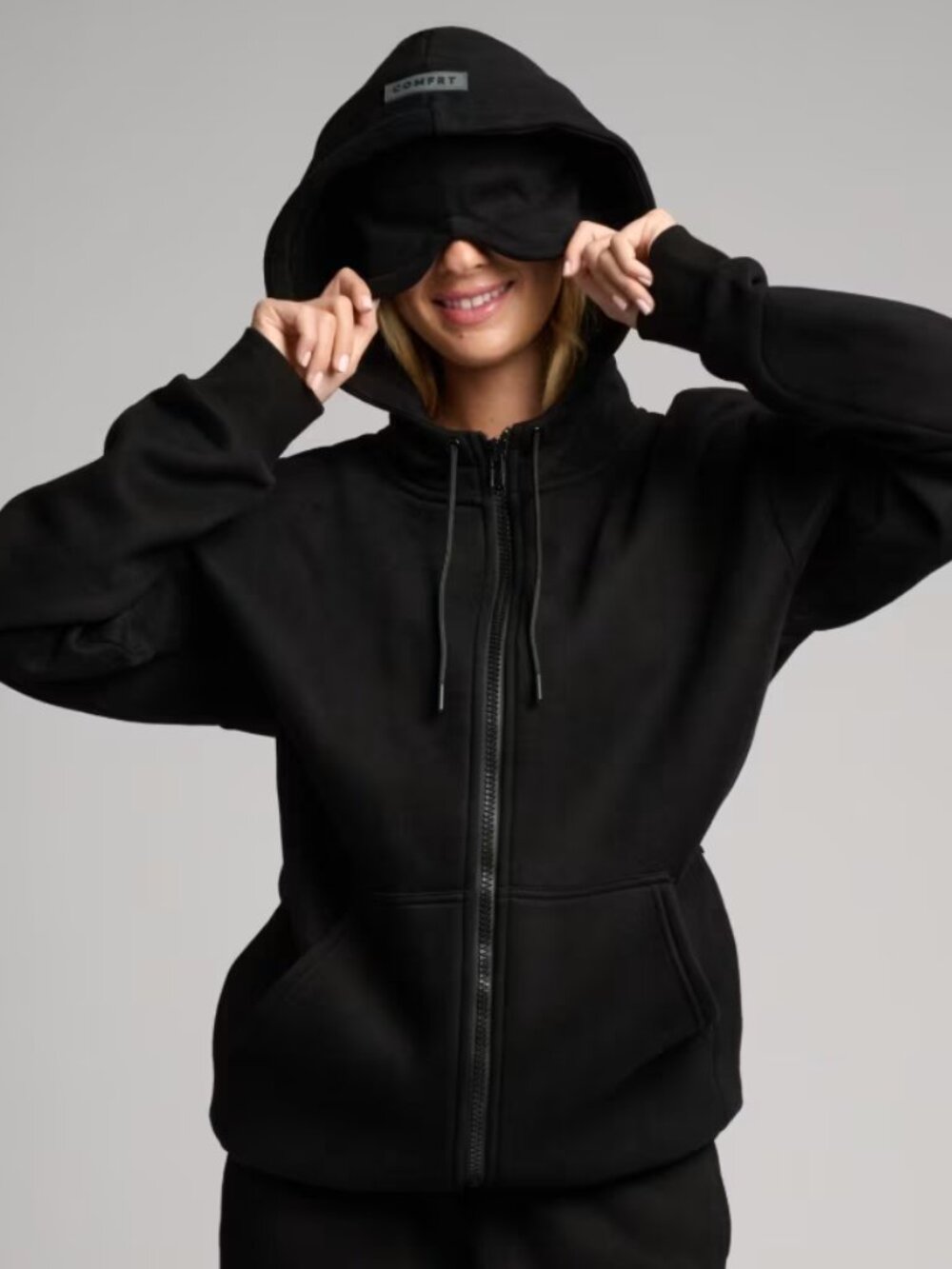 Airplane Mode Travel Zip Hoodie - Obsidian (black) xs
